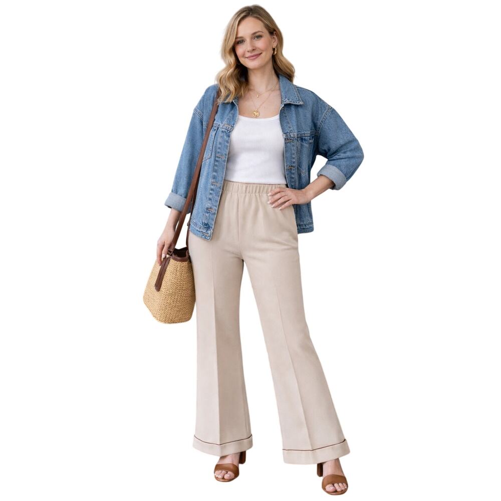 JCPenney Fashions Vintage Beige Bell Bottom Pants Size 16 (modern medium)